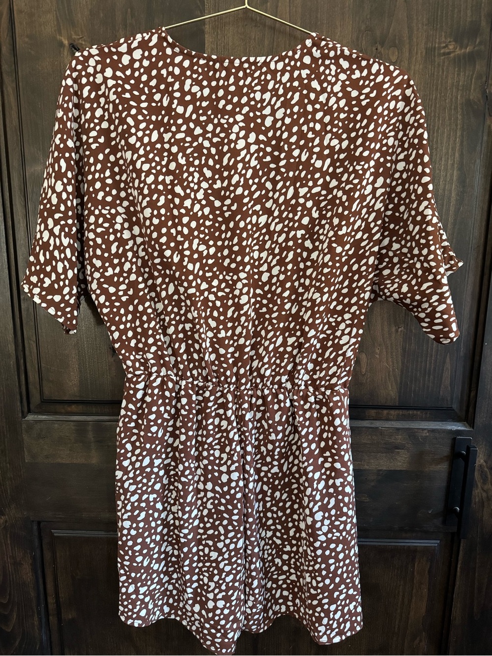 Prettygarden Brown Speckled Surplice Romper Dress Size M NWT - Picture 4 of 5